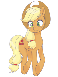 Size: 960x1280 | Tagged: safe, artist:haibaratomoe, applejack, earth pony, pony, g4, cowboy hat, female, hat, mare, simple background, smiling, solo, stetson, white background