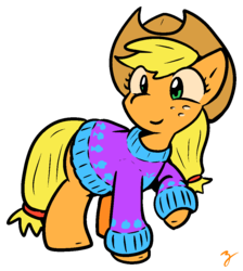 Size: 921x1030 | Tagged: safe, artist:zutcha, applejack, earth pony, pony, g4, clothes, cowboy hat, female, hat, mare, simple background, solo, sweater, transparent background