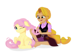 Size: 3600x2500 | Tagged: safe, artist:katakiuchi4u, fluttershy, pegasus, pony, g4, barefoot, commission, crossover, feet, female, high res, mare, rapunzel, simple background, tangled (disney), tangled: the series, transparent background