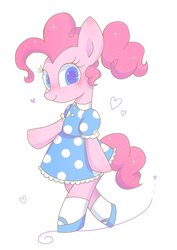 Size: 1363x1920 | Tagged: safe, artist:1drfl_world_end, pinkie pie, earth pony, pony, g4, bipedal, clothes, dress, female, heart, mare, simple background, solo, white background