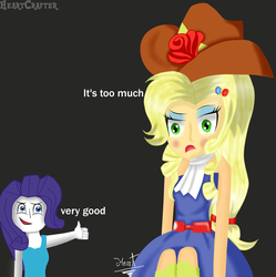 Size: 1280x1283 | Tagged: safe, artist:heart324, applejack, rarity, earth pony, pony, equestria girls, g4, make up shake up, my little pony equestria girls: summertime shorts, applejack also dresses in style, female, lesbian, makeover, ship:rarijack, shipping