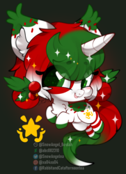 Size: 578x800 | Tagged: safe, artist:snow angel, oc, oc only, pony, unicorn, chibi, christmas, female, holiday, mare, smiling, solo