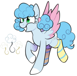 Size: 1753x1712 | Tagged: safe, artist:acluigiyoshi, oc, oc only, pony, clothes, female, mare, offspring, parent:pinkie pie, parent:soarin', parents:soarinpie, socks, solo, striped socks, two toned wings