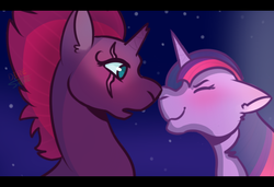 Size: 539x368 | Tagged: safe, artist:direshire, tempest shadow, twilight sparkle, pony, g4, female, lesbian, ship:tempestlight, shipping