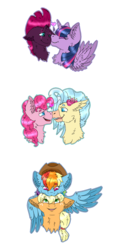 Size: 1024x2268 | Tagged: safe, artist:lastbutnotalise, applejack, pinkie pie, princess skystar, rainbow dash, tempest shadow, twilight sparkle, alicorn, pony, g4, female, lesbian, ship:appledash, ship:skypie, ship:tempestlight, shipping, simple background, transparent background, twilight sparkle (alicorn)