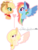 Size: 363x475 | Tagged: safe, artist:sora-choi, applejack, rainbow dash, pony, g4, family, female, lesbian, magical lesbian spawn, offspring, parent:applejack, parent:rainbow dash, parents:appledash, ship:appledash, shipping