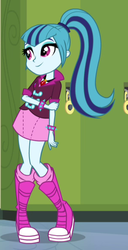 Size: 300x585 | Tagged: safe, screencap, sonata dusk, equestria girls, g4, my little pony equestria girls: rainbow rocks, boots, clothes, cropped, cute, female, legs, miniskirt, ponytail, shoes, skirt, smiling, socks, solo