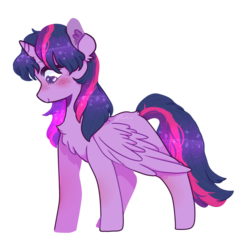 Size: 1280x1280 | Tagged: safe, artist:bttrcxps, twilight sparkle, alicorn, pony, g4, blushing, chest fluff, female, mare, simple background, smiling, solo, sparkles, transparent background, twilight sparkle (alicorn)