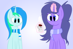 Size: 6000x4032 | Tagged: safe, artist:wonderschwifty, oc, oc:cyan lightning, oc:wonder sparkle, pony, absurd resolution, coffee mug, duo, mug