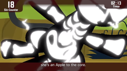 Size: 728x410 | Tagged: safe, screencap, apple bloom, cinemare sins, bloom & gloom, g4, apple, bone, food, lightning, skeleton