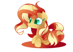 Size: 1400x1000 | Tagged: safe, artist:andromedasparkz, sunset shimmer, pony, unicorn, g4, female, mare, prone, simple background, solo, transparent background