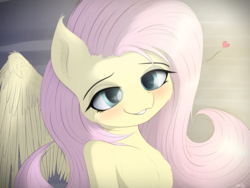 Size: 4000x3000 | Tagged: safe, artist:maneingreen, fluttershy, pegasus, pony, g4, blushing, chest fluff, ear fluff, female, smiling, solo