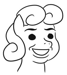 Size: 554x615 | Tagged: safe, artist:jargon scott, bon bon, sweetie drops, earth pony, pony, g4, black and white, bust, female, grayscale, joan cornella, mare, monochrome, simple background, smiling, solo, style emulation, white background