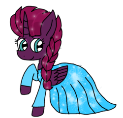 Size: 1126x1080 | Tagged: safe, alternate version, artist:徐詩珮, fizzlepop berrytwist, tempest shadow, alicorn, pony, g4, my little pony: the movie, alicornified, alternate hairstyle, background removed, braid, clothes, dress, elsa, ethereal mane, frozen (movie), race swap, raised hoof, simple background, starry mane, tempesticorn, tomboy taming, transparent background