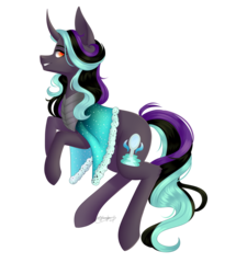 Size: 2052x2391 | Tagged: safe, artist:ohhoneybee, oc, oc only, oc:mirror pool, pony, unicorn, female, high res, mare, offspring, parent:king sombra, parent:starlight glimmer, parents:starlightsombra, simple background, solo, transparent background