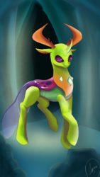 Size: 1440x2560 | Tagged: artist needed, safe, thorax, changedling, changeling, g4, antlers, king thorax, male, raised hoof, solo