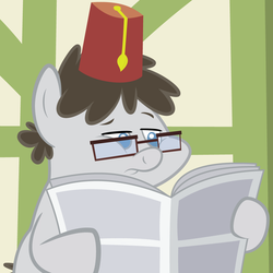 Size: 1000x1000 | Tagged: safe, artist:punchingshark, truffle shuffle, pony, g4, class, fez, glasses, hat, newspaper, reading, solo, vector