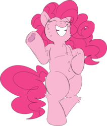 Size: 3329x3925 | Tagged: safe, artist:taaffeiite, derpibooru exclusive, pinkie pie, earth pony, pony, g4, chubby, female, fluffy, happy, high res, mare, missing cutie mark, simple background, smiling, solo, transparent background, underhoof