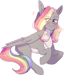 Size: 1079x1273 | Tagged: safe, artist:erinartista, oc, oc only, oc:colour drop, pegasus, pony, blushing, exclamation point, female, jewelry, mare, necklace, simple background, solo, transparent background