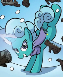 Size: 494x608 | Tagged: safe, artist:tony fleecs, idw, glitter drops, pony, unicorn, g4, my little pony: nightmare knights, nightmare knights #2, spoiler:comic, female, kicking, mare, solo