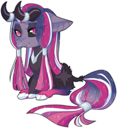 Size: 500x549 | Tagged: safe, artist:curiouskeys, oc, oc only, oc:everest, hybrid, chibi, commission, interspecies offspring, next generation, offspring, parent:lord tirek, parent:tirek, parent:twilight sparkle, parents:twirek, solo
