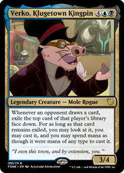 Size: 375x523 | Tagged: safe, edit, storm king, verko, naked mole rat, g4, my little pony: the movie, bowtie, ccg, clothes, hat, magic the gathering, suit, top hat, trading card, trading card edit