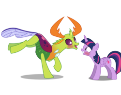 Size: 1280x1005 | Tagged: safe, edit, edited screencap, screencap, vector edit, thorax, twilight sparkle, alicorn, changedling, changeling, pony, g4, antlers, blushing, changeling king, duo, female, happy, king thorax, looking at each other, male, mare, shipping, simple background, smiling, straight, transparent background, twilight sparkle (alicorn), twirax, vector