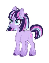 Size: 700x900 | Tagged: safe, artist:whalepornoz, twilight sparkle, earth pony, pony, g4, alternate design, earth pony twilight, female, g5 concept leak style, g5 concept leaks, mare, redesign, simple background, smiling, solo, three quarter view, transparent background, twilight sparkle (g5 concept leak)