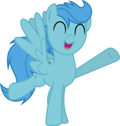 Size: 872x917 | Tagged: safe, artist:kojibiose, oc, oc only, oc:center stage, pegasus, pony, g4, cute, deviantart watermark, happy, hoof out, male, obtrusive watermark, simple background, smiling, solo, stallion, transparent background, vector, watermark, wings
