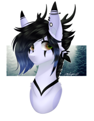Size: 1845x2377 | Tagged: safe, artist:ohhoneybee, oc, oc only, oc:arctic azure, pony, bust, female, mare, portrait, solo