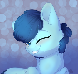 Size: 4800x4560 | Tagged: safe, artist:alphadesu, oc, oc only, pony, absurd resolution, bust, facial hair, goatee, male, one eye closed, portrait, simple background, smiling, solo, wink