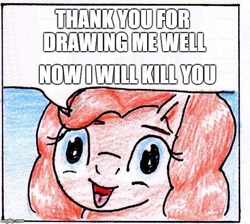 Size: 559x500 | Tagged: safe, artist:40kponyguy, pinkie pie, earth pony, pony, g4, 40kponyguy pinkie pie meme, caption, exploitable meme, faic, female, image macro, impact font, mare, meme, solo, text