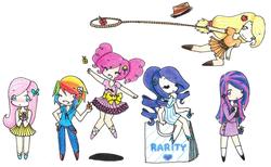 Size: 3072x1896 | Tagged: safe, artist:chibimoonfox, applejack, fluttershy, pinkie pie, rainbow dash, rarity, twilight sparkle, human, g4, humanized, mane six, traditional art