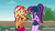 Size: 1920x1080 | Tagged: safe, screencap, sci-twi, sunset shimmer, twilight sparkle, equestria girls, g4, my little pony equestria girls: better together, x marks the spot, belly button, clothes, cute, duo, duo female, female, food, geode of empathy, geode of shielding, geode of sugar bombs, geode of super speed, geode of super strength, geode of telekinesis, giggling, glasses, laughing, legs together, magical geodes, one-piece swimsuit, ponytail, sarong, sci-twi swimsuit, sleeveless, sushi, swimsuit, twiabetes