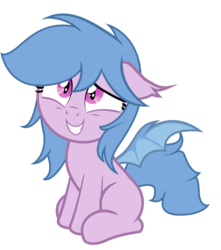 Size: 4791x5425 | Tagged: safe, artist:an-m, oc, oc only, oc:fruit hulu, bat pony, pony, absurd resolution, bat pony oc, cute, embarrassed, simple background, sitting, solo, transparent background, vector