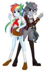 Size: 2100x3100 | Tagged: safe, artist:geraritydevillefort, rainbow dash, the count of monte rainbow, equestria girls, g4, clothes, coin, edmond dantes, envelope, high res, past, present, rainbow dantes, self paradox, shorts, simple background, smiling, the count of monte cristo, transparent background