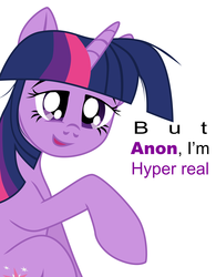 Size: 2500x3200 | Tagged: safe, artist:aaronmk, twilight sparkle, pony, g4, female, high res, hyper reality, implied anon, simple background, simulacrum, solo, talking to viewer, vector, white background