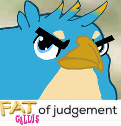 Size: 600x625 | Tagged: safe, derpibooru exclusive, gallus, griffon, g4, 1000 years in photoshop, angry, birb, caption, crow of judgement, expand dong, exploitable meme, fat, frown, glare, image macro, judgement, judging, looking at you, male, meme, reaction image, shitposting, solo, text