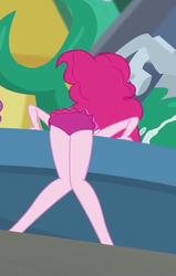 Size: 493x774 | Tagged: safe, screencap, pinkie pie, equestria girls, equestria girls series, x marks the spot, ass, balloonbutt, bent over, butt, clothes, cropped, female, legs, pinkie pie swimsuit, swimsuit, thighs