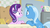 Size: 1280x720 | Tagged: safe, screencap, starlight glimmer, trixie, pony, unicorn, g4, my little pony: friendship is magic, road to friendship, butt, chair, desk, excited, flower, grin, inkwell, looking at each other, plot, quill, smiling, starlight's office, stars