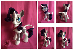 Size: 3204x2148 | Tagged: safe, artist:legadema, rarity, cow, cow pony, pony, unicorn, g4, bell, bell collar, collar, cowbell, cowified, female, high res, irl, mare, photo, plushie, raricow, species swap, udder