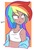 Size: 750x1118 | Tagged: safe, artist:drawbauchery, rainbow dash, human, g4, :t, abstract background, belly button, clothes, cute, dashabetes, female, humanized, lidded eyes, midriff, sleeveless, solo, tank top