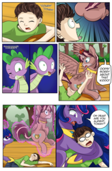 Size: 1800x2740 | Tagged: safe, artist:candyclumsy, spike, oc, oc:king speedy hooves, oc:queen galaxia (bigonionbean), oc:tommy the human, alicorn, dragon, human, pony, comic:fusing the fusions, comic:mlp: education reform, g4, butt, comedy, comic, commissioner:bigonionbean, cutie mark, eyes closed, faceful of ass, facesitting, female, fusion, fusion:big macintosh, fusion:flash sentry, fusion:princess cadance, fusion:princess celestia, fusion:princess luna, fusion:shining armor, fusion:trouble shoes, fusion:twilight sparkle, glowing horn, gritted teeth, hooves, horn, human oc, levitation, magic, male, mare, oh shi-!, open mouth, plot, sitting, stallion, telekinesis, the ass was fat, wings, writer:bigonionbean