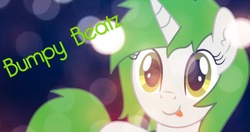 Size: 1280x677 | Tagged: safe, artist:cyanlightning, edit, screencap, oc, oc:bumpy beatz, pony, unicorn, cute, female, mare, mlem, silly, text, tongue out