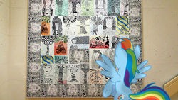 Size: 500x281 | Tagged: safe, artist:anthony60617, rainbow dash, pegasus, pony, g4, butt, irl, mural, photo, plot, ponies in real life, rainbutt dash, school, wall, watching