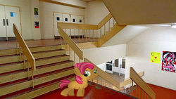 Size: 500x281 | Tagged: safe, artist:anthony60617, babs seed, pony, g4, irl, mural, painting, photo, ponies in real life, school, staircase, stairs
