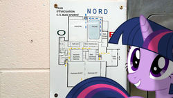 Size: 500x281 | Tagged: safe, artist:anthony60617, twilight sparkle, pony, unicorn, g4, irl, map, montreal, photo, ponies in real life, school, école secondaire anjou