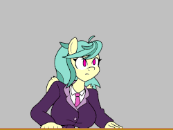 Size: 1000x750 | Tagged: safe, artist:kth-77, oc, oc only, oc:ostria chime, pegasus, anthro, ace attorney, animated, anthro oc, big breasts, bouncing, bouncing breasts, breasts, business suit, caption, clothes, female, frame by frame, gif, gif with captions, gray background, huge breasts, jiggle, objection, phoenix wright, pointing, simple background, spread wings, suit, wings
