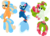 Size: 6000x4369 | Tagged: safe, artist:pilot231, oc, oc only, oc:sea foam ep, oc:shelly shores, oc:watermelana, pony, seapony (g4), absurd resolution, female, fins, flower on ear, freckles, gradient hooves, lei, mare, movie accurate, simple background, transparent background, trio, vector