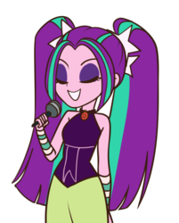 Size: 963x1200 | Tagged: safe, artist:rileyav, aria blaze, equestria girls, g4, bare shoulders, eyes closed, female, microphone, simple background, sleeveless, solo, transparent background